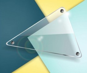 Triangle glass banner with colored background vector