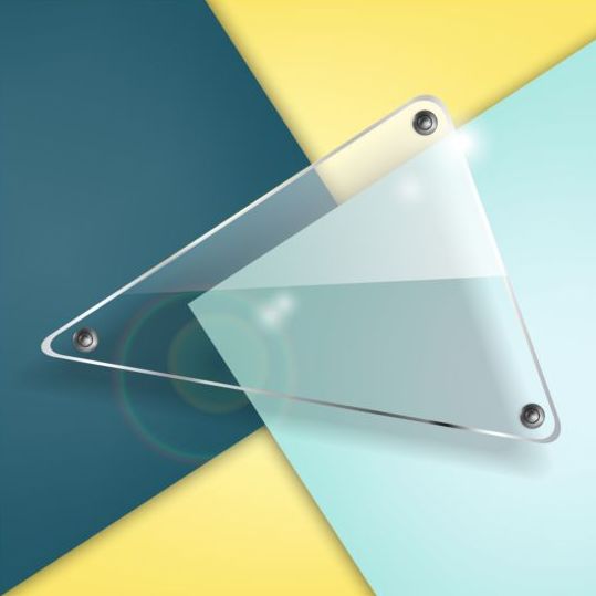 Triangle glass banner with colored background vector