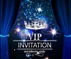 VIP invited card with blue curtain vector