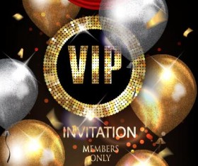 VIP invited card with gold balloon vector