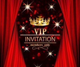 VIP invited card with red curtain vector