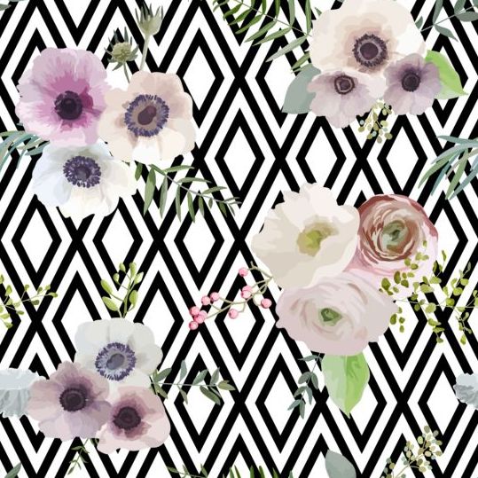 Vector background with anemone flowers vector