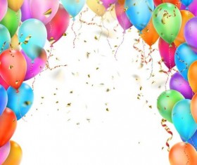 Vector colorful balloons with confetti background