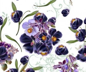 Vector pattern with purple flowers vector 02