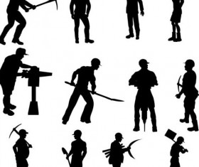 Vector workers silhouettes set 01