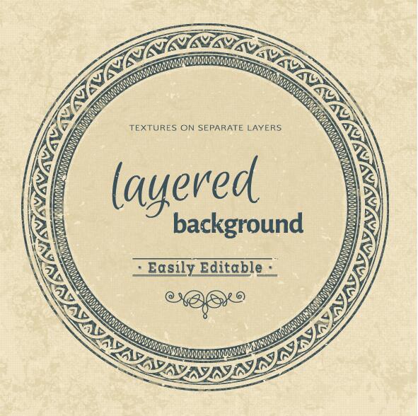 Vintage background with round frame vectors 01