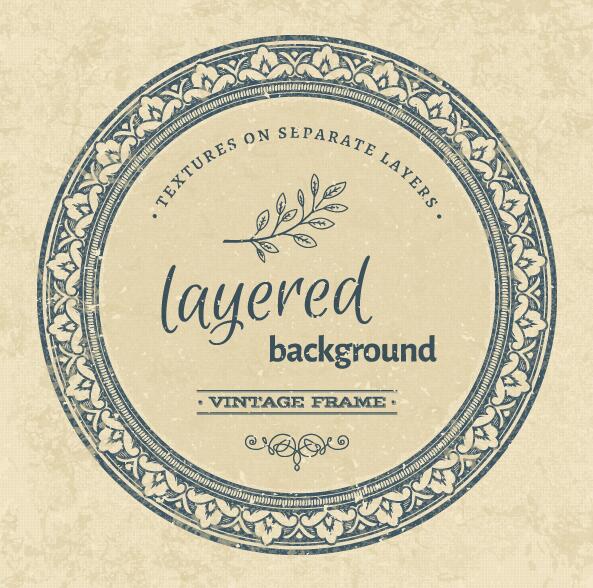 Vintage background with round frame vectors 03
