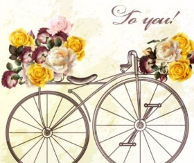 Vintage bisycle with beautiful flowers vector
