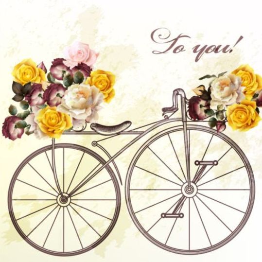 Vintage bisycle with beautiful flowers vector