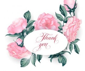 Vintage card with pink flower vector 02