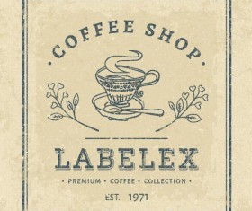 Vintage coffee shop label square vectors