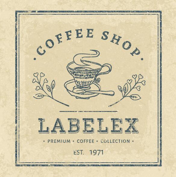 Vintage coffee shop label square vectors