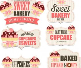 Vintage cupcake cards set vector