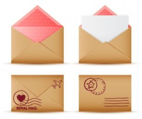 Vintage envelope set icons vector