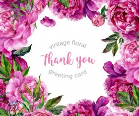 Vintage floral greeting card vector material 03