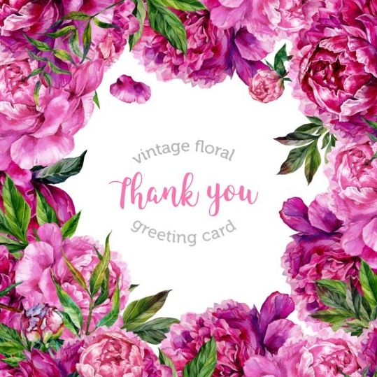 Vintage floral greeting card vector material 03