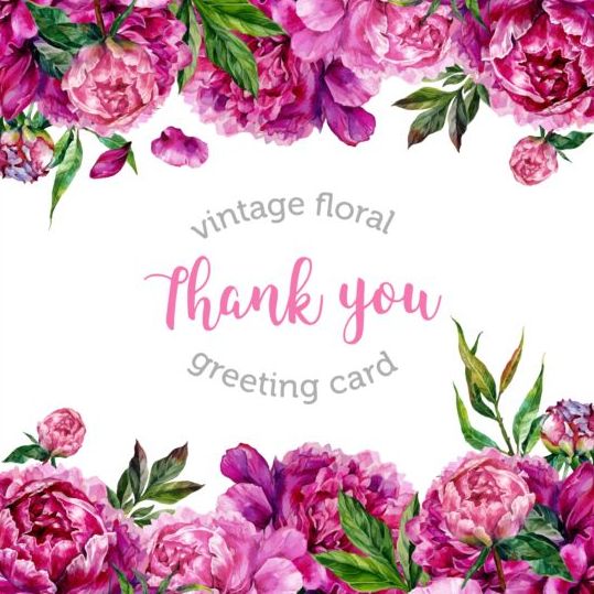 Vintage floral greeting card vector material 04