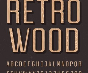 Vintage wooden alphabet with numbers vector