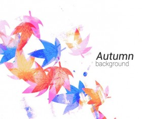 Watercolor autumn leaves background vector