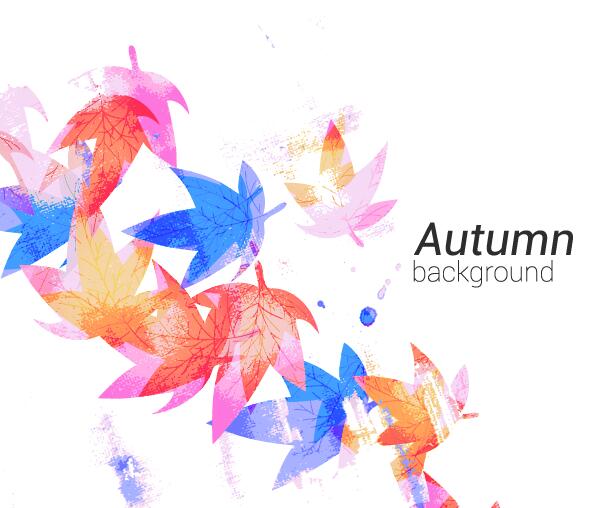 Watercolor autumn leaves background vector