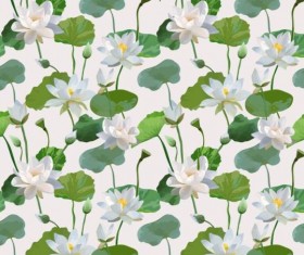 Watercolor lily pattern seamless vector 01