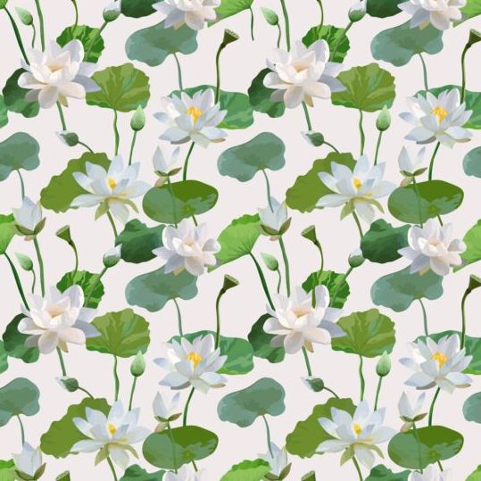 Watercolor lily pattern seamless vector 01