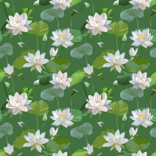 Watercolor lily pattern seamless vector 02