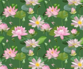 Watercolor lily pattern seamless vector 03