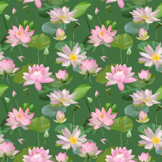 Watercolor lily pattern seamless vector 03