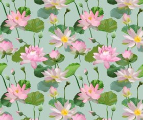 Watercolor lily pattern seamless vector 04