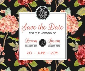 Wedding card hortensia autumn vector 01