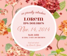 Wedding card hortensia autumn vector 02