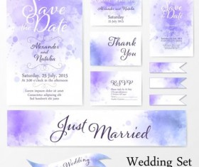 Wedding card watercolor vector set