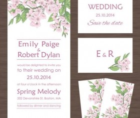 Wedding invitation card with autumn flower vectors