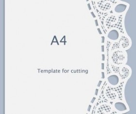 White A4 paper with lace vector material 02