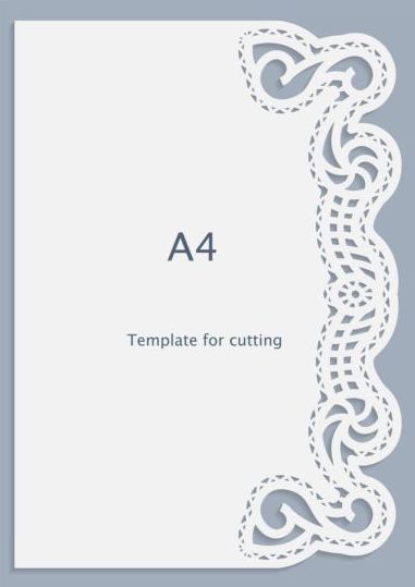 White A4 paper with lace vector material 06