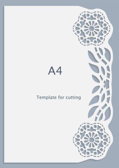 White A4 paper with lace vector material 07