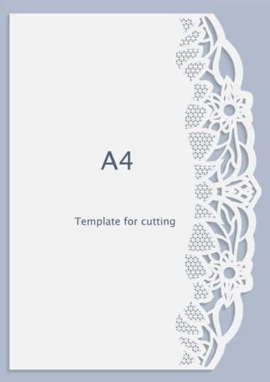 White A4 paper with lace vector material 09