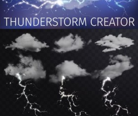 White clouds and flashes lightning vector material 01