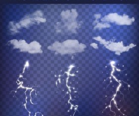 White clouds and flashes lightning vector material 02