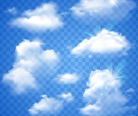 White clouds illustration vector set 01