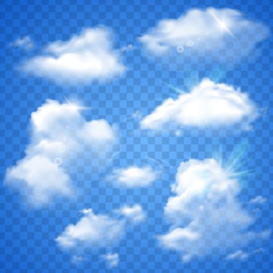 White clouds illustration vector set 01