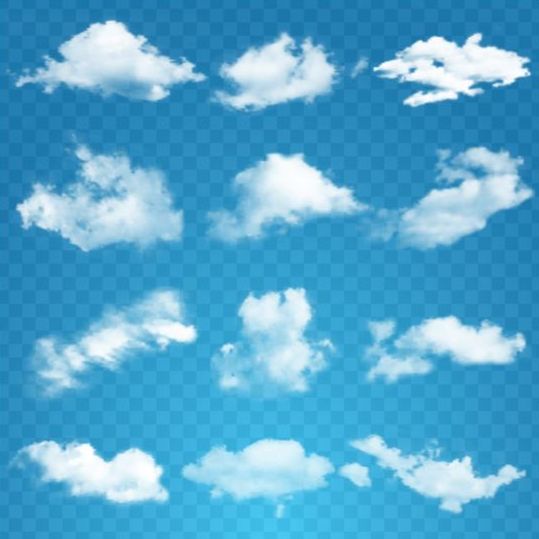 White clouds illustration vector set 02