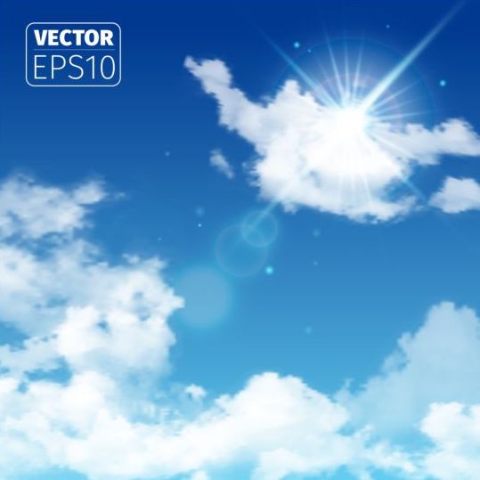 White clouds with blue sky vector 01