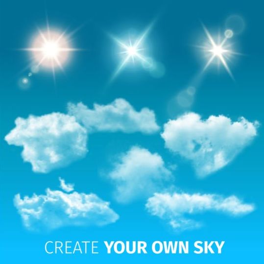 White clouds with blue sky vector 02