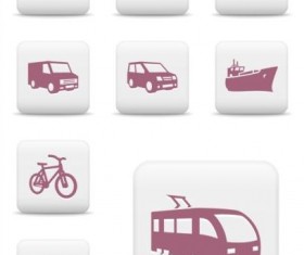 White square transportation icons set