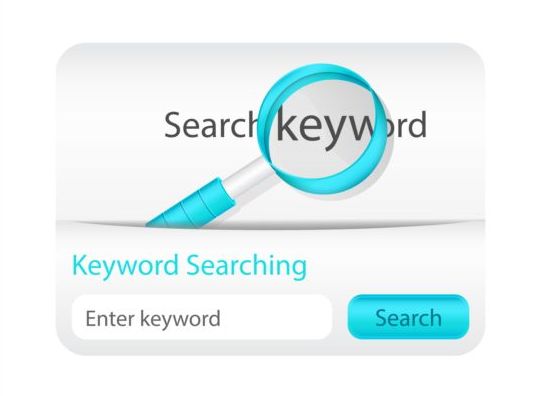 White with blue keyword searching interface vector