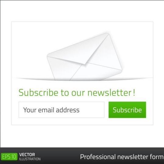 White with green subscribe newsletter vector material
