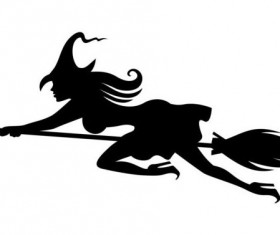 Witch fly silhouette vector set 01