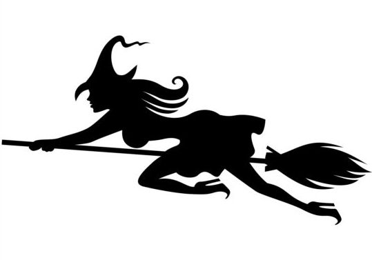 Witch fly silhouette vector set 01
